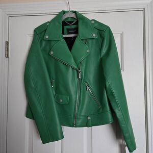 BCBG Max Azria Green Faux Leather Jacket Sz M New With Tags Green 💚